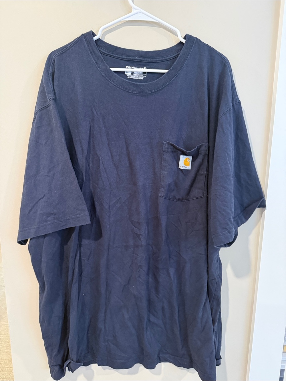 Carhartt Navy Short-Sleeve Pocket Tee with Logo Patch